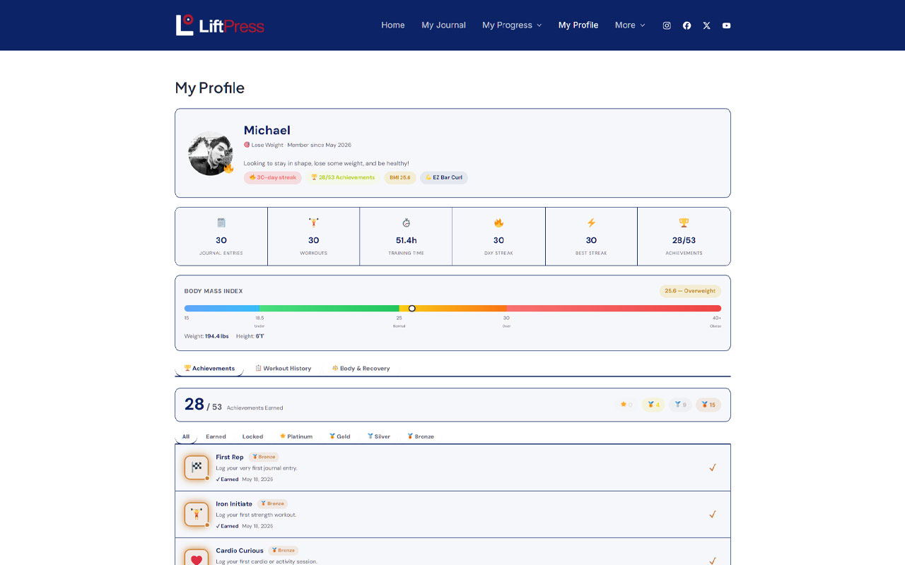 LiftPress My Profile